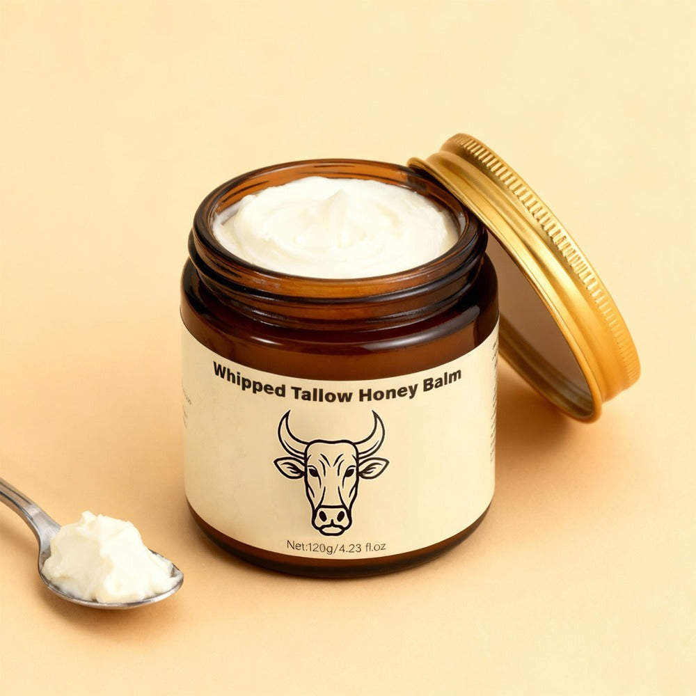 Body Cream 2-Pack Whipped Tallow Honey Balm in 120g Jars for Face, Hands and Everyday Body Care
