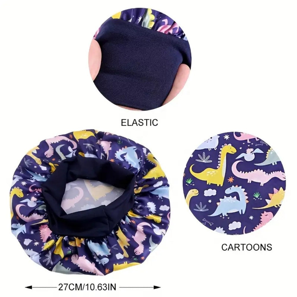 Six-Piece Printed Shower Cap Set in Five Protected Assorted Color and Cartoon Pattern Options