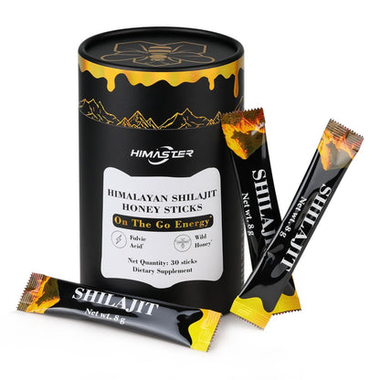 Herbal Supplements with HIMASTER Label, Shilajit Honey Saffron Sticks, 30 Sticks per Package