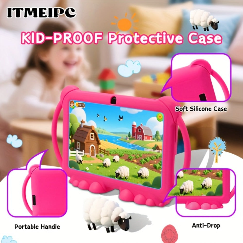 Kids Tablet 7 Inch with Android 14, 4GB RAM, 32GB Built-In Storage, WiFi 6 and Protective Case