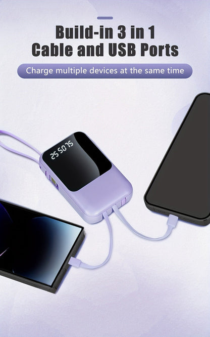 Power Bank 10000mAh Compact with Cable Set, 5W/15W/22.5W Variants, LED Light and Digital Display