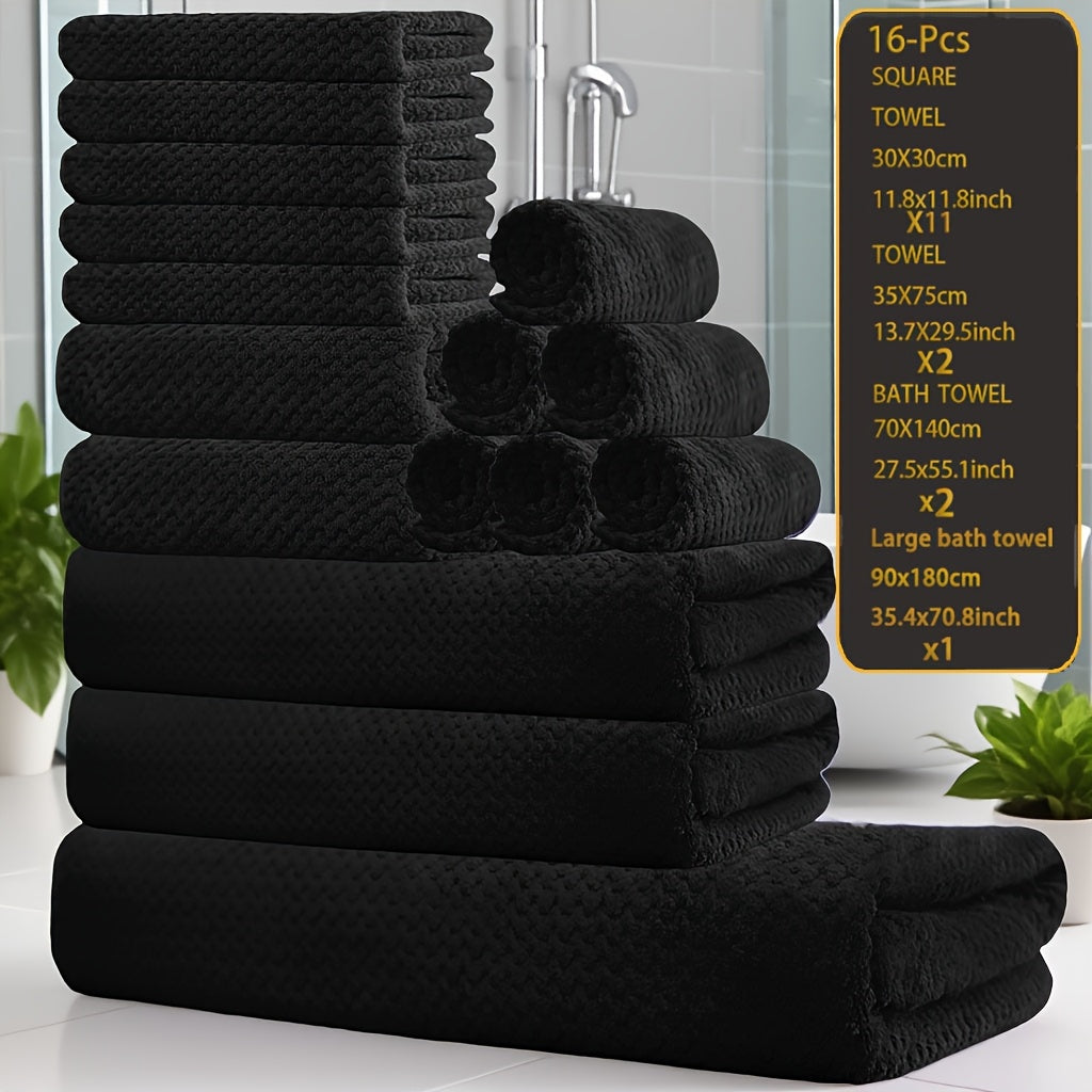 Towel Set 16 Piece 300GSM Coral Fleece Bath Towels and Washcloths in 11 Solid Colors for Home and Guest Use