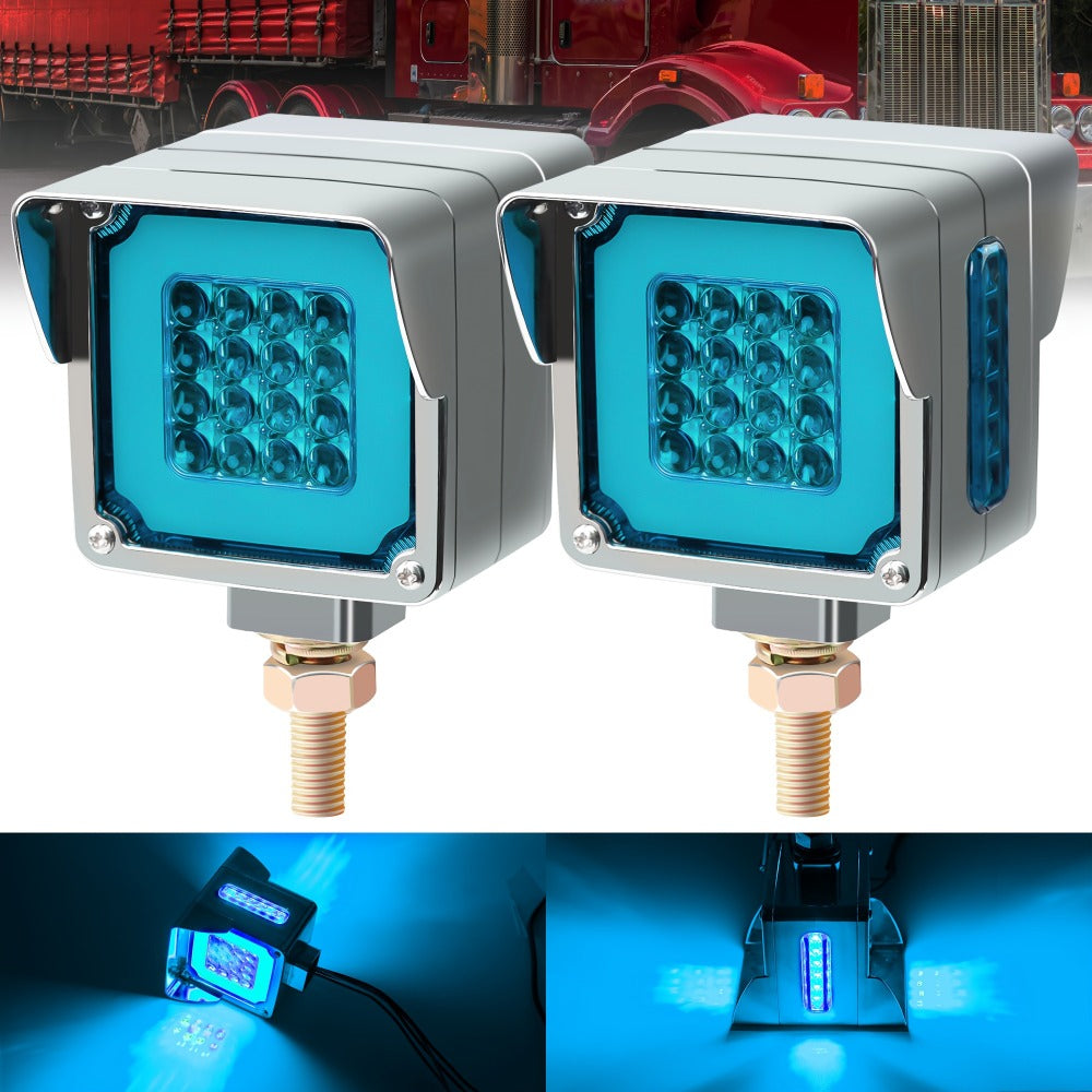 LED Side Marker Lights Square Truck Cab Clearance Lights 12V Waterproof Turn Signal Indicator Side Lights for Cars Trucks Trailers, Multi-Color Available (Red Amber Blue Green Purple Ice Blue)