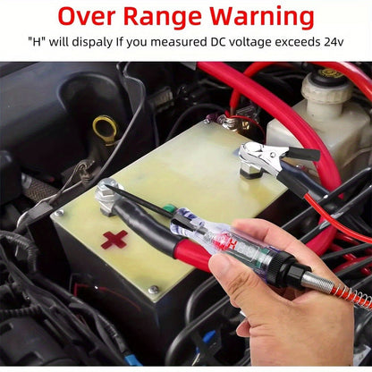 Two-Piece 6–24V Automotive Circuit Tester Pen Set with Coiled Leads, Probes and Alligator Clips