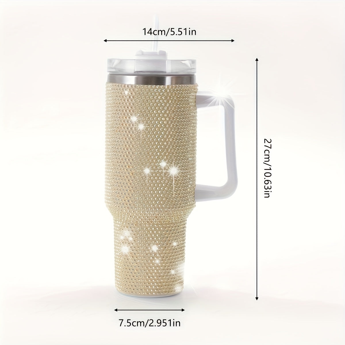 Insulated Tumbler 40oz All-Over Rhinestone Stainless Steel in Fifteen Retained Color Options