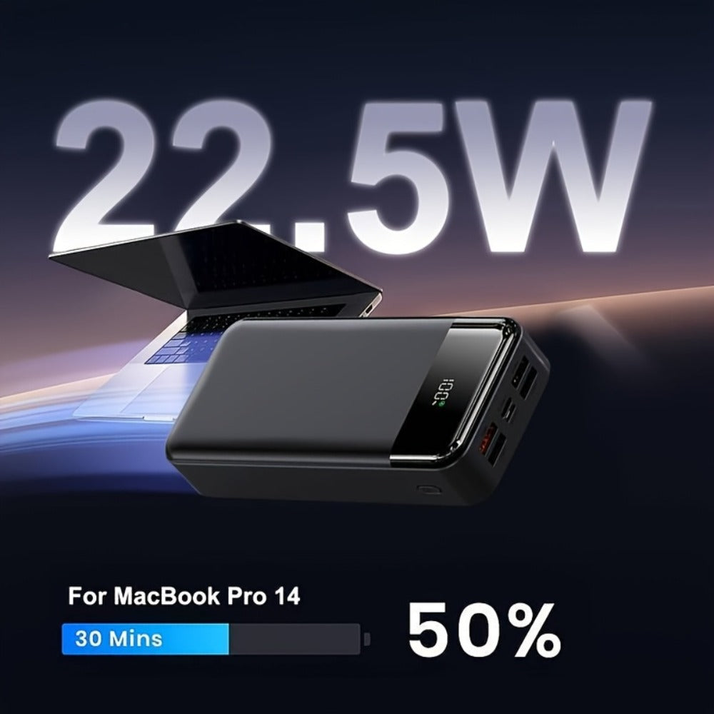 Power Bank 60000mAh 22.5W with Multi-Device Port Layout, LED Light and Digital Display in Three Colors