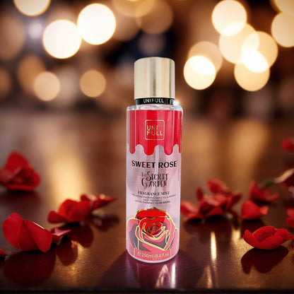 UNIFULL Fragrance Body Mist, 250ml Spray Bottle with Gold-Tone Cap in Twelve Floral and Fruit Scents