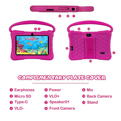 Kids Tablet 7 Inch Android 14 with Parental Control – Eye Protection Screen, GMS Certified, 2GB RAM, 32GB ROM, Silicone Case, Educational Apps, 2.4G WiFi, Perfect Birthday & Holiday Gift for Children