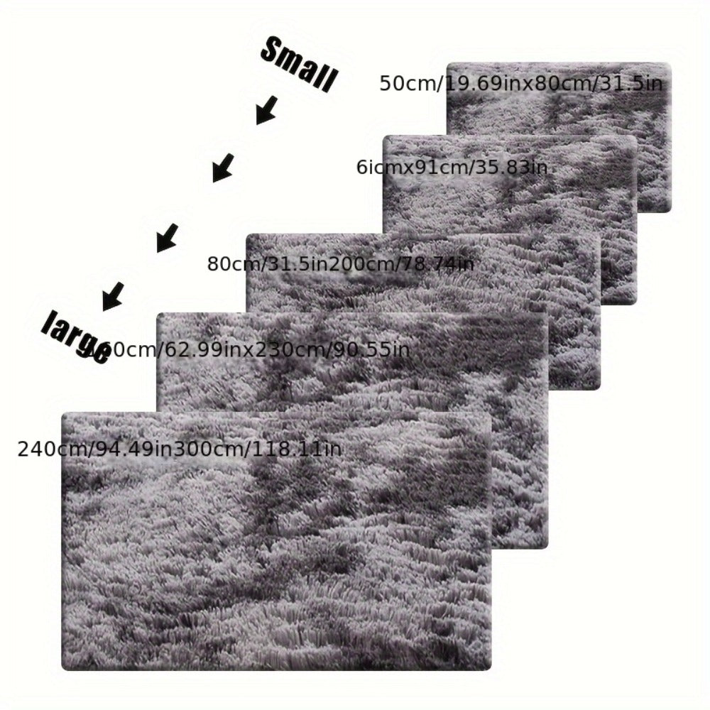 Rectangular Shaggy Area Rug with Four Color Labels and 24 x 35.8-Inch to 94.49 x 118.11-Inch Sizes