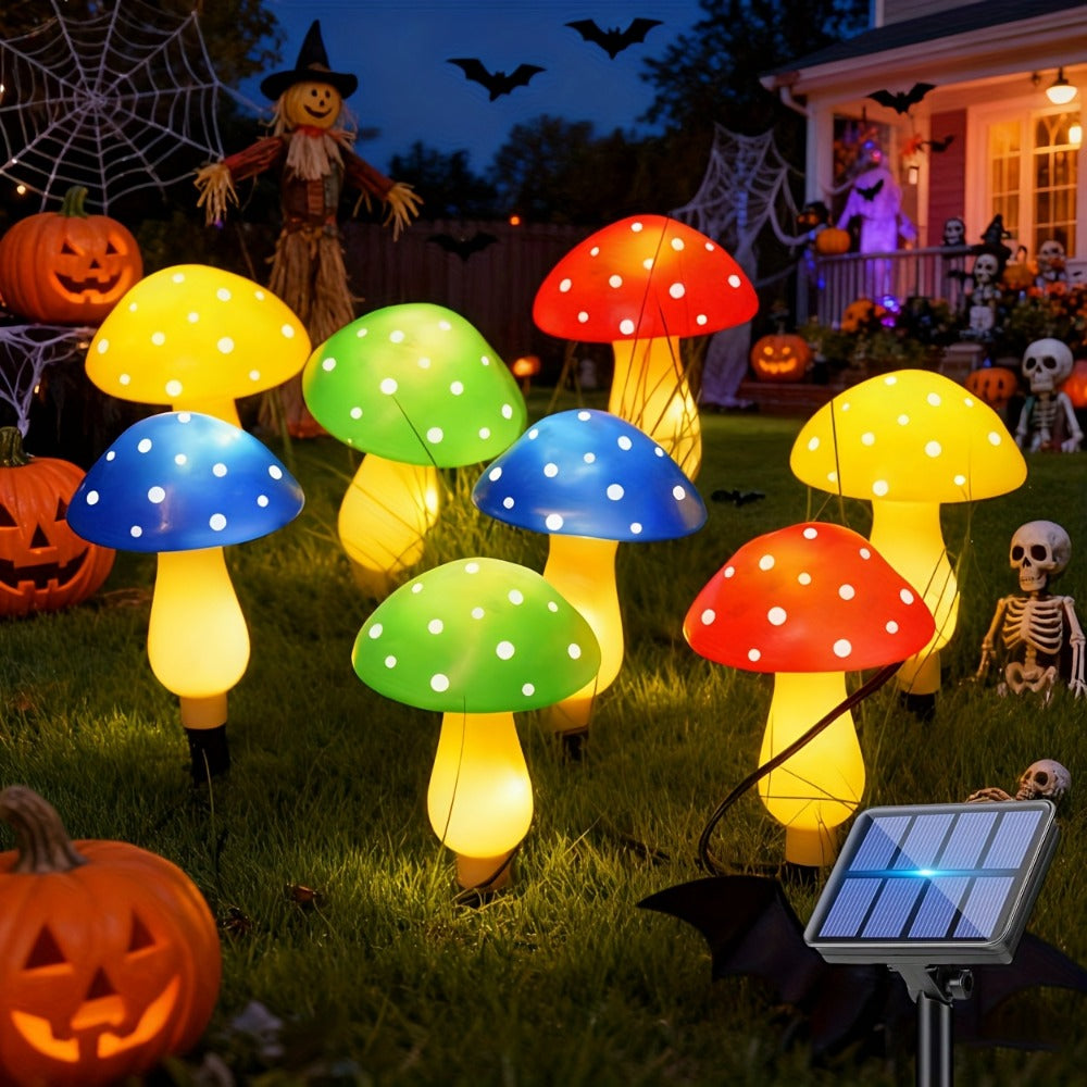 Solar Mushroom Lights Outdoor 8 Pack – 8 Lighting Modes, Color Changing Garden Stake Lights for Yard, Pathway, Halloween & Holiday Decor – Solar Powered Waterproof Mushroom Garden Lights