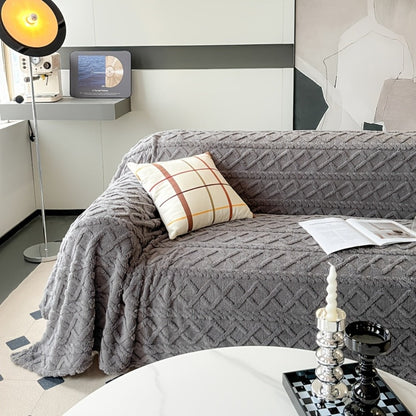 Sofa Cover Soft Polyester Velvet Bohemian Jacquard Throw for 3 or 4-Seater Sofas in Five Colors