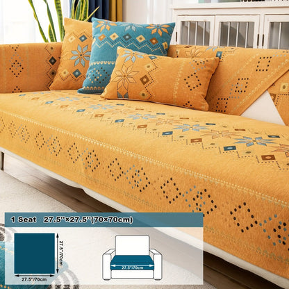 Sofa Cover Bohemian Geometric Panels for 1 to 4 Seats, Armrest or Backrest in Five Color Options