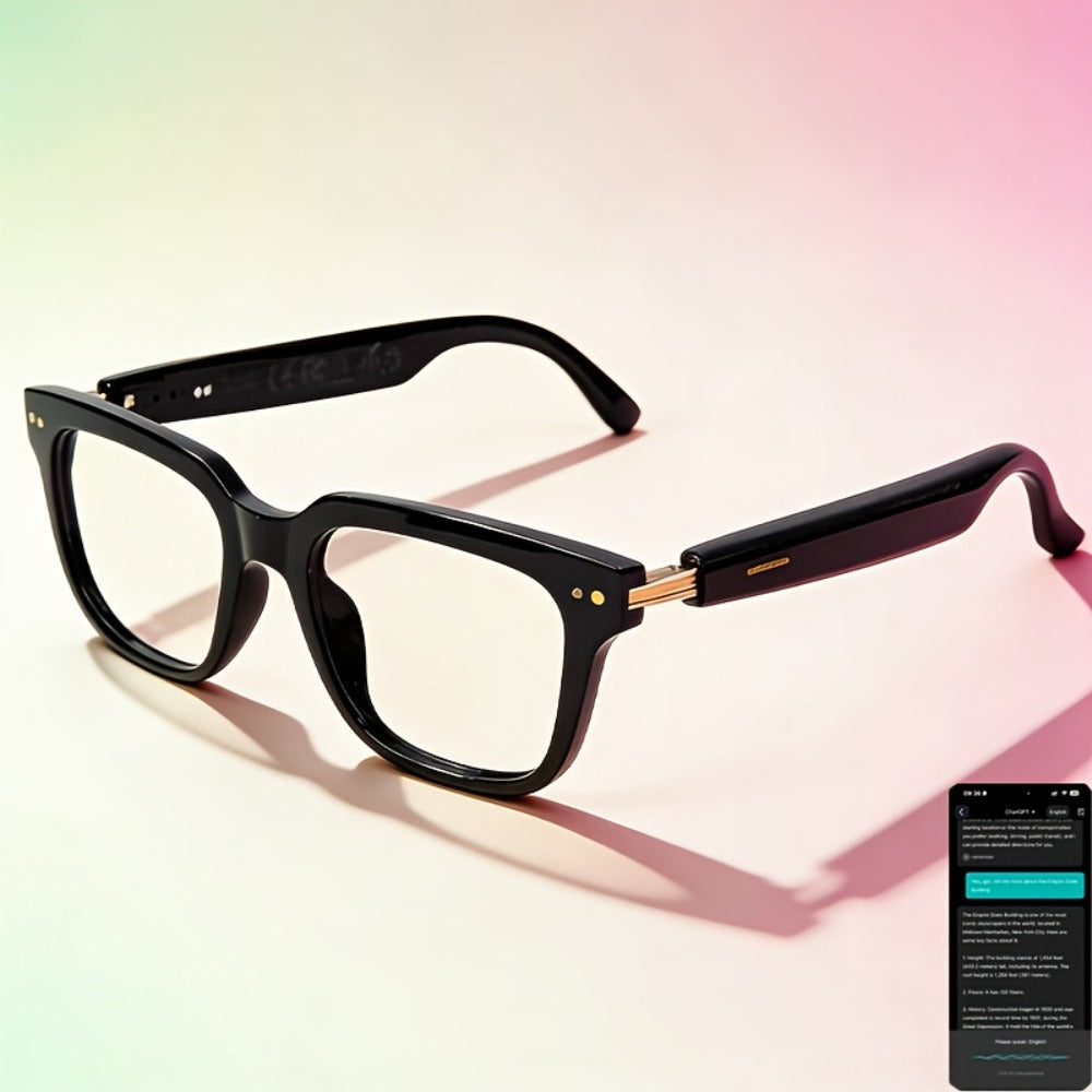 Smart Glasses 164-Language Translation Eyewear with Bluetooth Music, Calls and Multiple Black or Pink Frames