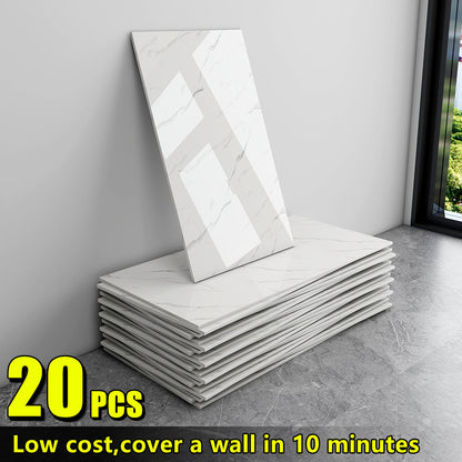 Marble Peel and Stick Wall Panels Self-Adhesive 3D Decorative Tiles - Glossy Marble Sheets, for Entryways, Bedrooms and Living Spaces