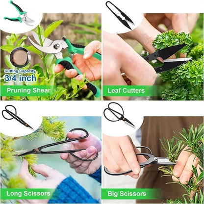 Bonsai Tool Set 24-Piece Kit for Beginners & Enthusiasts, Includes Pruning Shears, Scissors, Trimming Tools & PU Leather Bag – Complete Bonsai Care Kit Gift for Men & Women