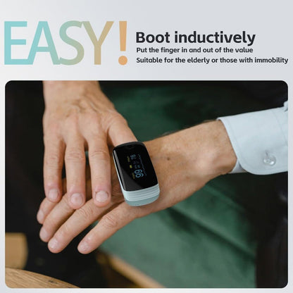 Rechargeable Fingertip Pulse Oximeter with Four-Parameter Display and Five Color Options from White to Blue