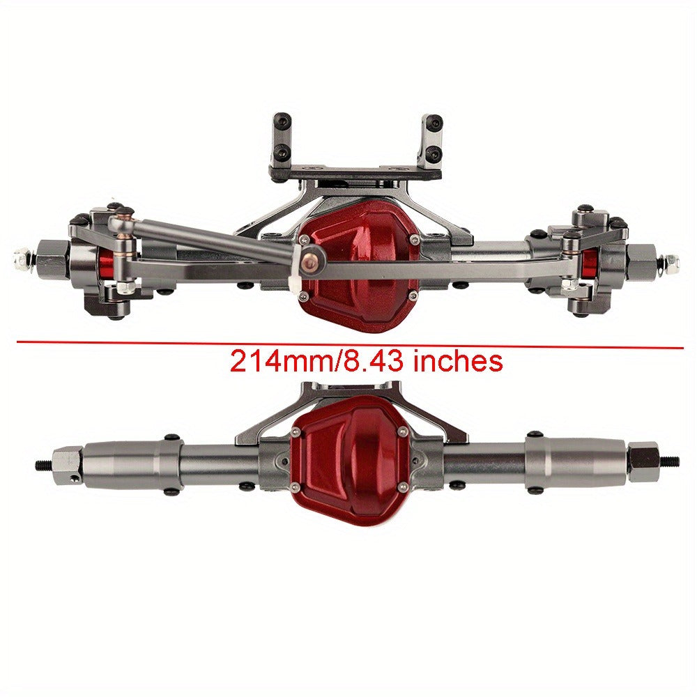 Front and Rear Metal Axle Upgrade Set for 1/10 RC Crawlers in Black or Gray with 8.43-Inch Overall Width