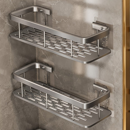 Two-Pack Wall-Mounted Stainless Steel Shower Caddy Set in Black or Silver Checkout Colors for Baths