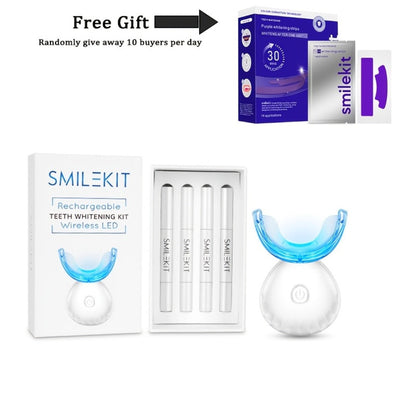 Blue Light Teeth Whitening Kit with 16-Point LED Accelerator, Wireless Whitening Device, 4 Gel Pens & Shade Guide, Natural Stain Removal for Coffee Wine Tobacco, Home Use