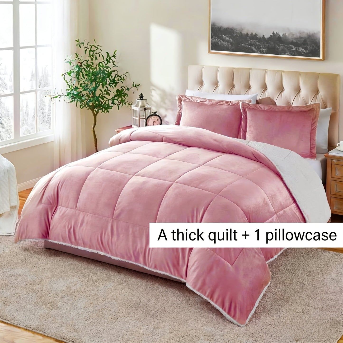 Reversible Sherpa Fleece Comforter Set in 40 Size and Color Options for Twin XL, Full, Queen or King Beds