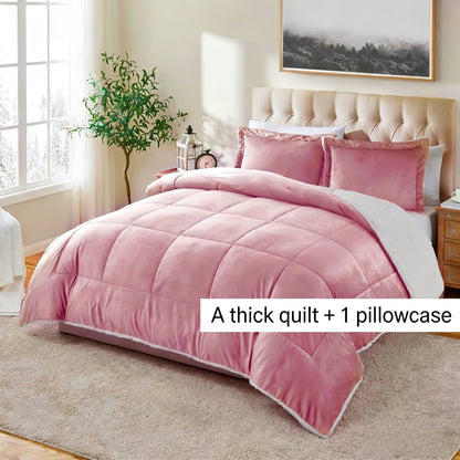Reversible Sherpa Fleece Comforter Set in 40 Size and Color Options for Twin XL, Full, Queen or King Beds