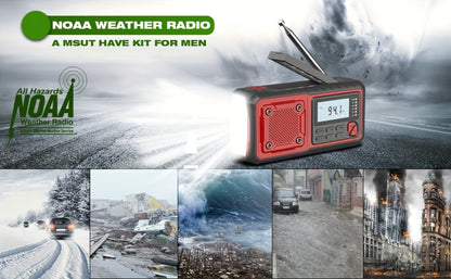 5000mAh Digital AM/FM/NOAA Emergency Radio with Solar Panel, Hand Crank, Reading Light and Three Colors