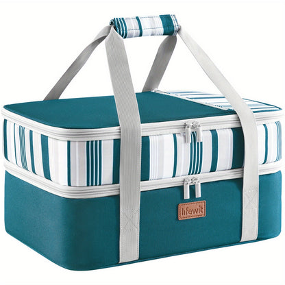 Insulated Casserole Carrier, 15.7-Inch Baking Dish Bag in Single or Double-Deck Configurations