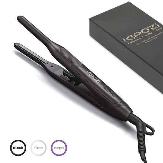 Mini 0.3 Inch Hair Straightener 2-in-1 Curler Titanium Plates 5 Heat Settings 450°F Dual Voltage Beard Bangs Short Hair Styling Tool Unisex for Men Women Valentine Gift
