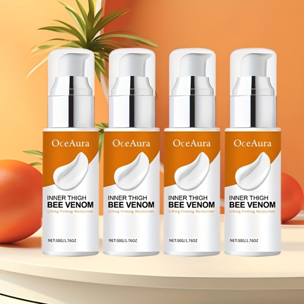 Body Cream OxeAura 50g Pump Bottles in Two- or Four-Piece Options with Bee Venom for Inner Thigh Application