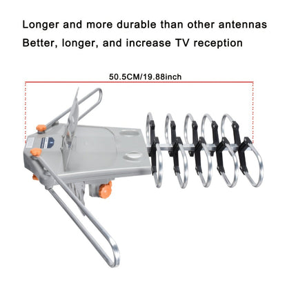 Amplified Outdoor TV Antenna 150 Mile Range, Motorized 360° Rotation, UHF VHF 4K 1080P, Wireless Remote