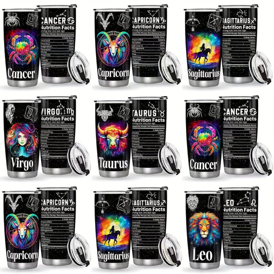 Insulated Tumbler 20oz Zodiac Sign 304 Stainless Steel with Lid, Straw and 12 Horoscope Options