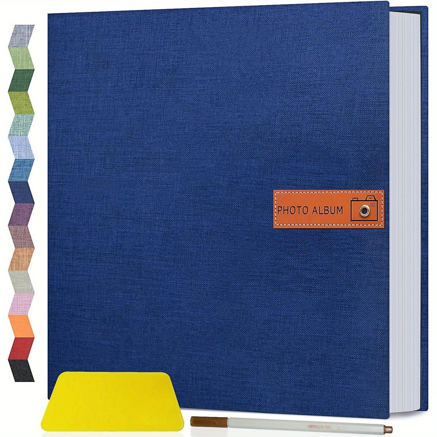 Self-Adhesive Linen Photo Album with 40- or 60-Page Options, Two Cover Sizes, Metal Pen and 12 Colors
