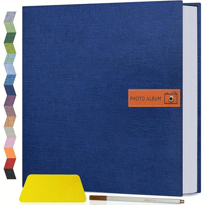 Self-Adhesive Linen Photo Album with 40- or 60-Page Options, Two Cover Sizes, Metal Pen and 12 Colors