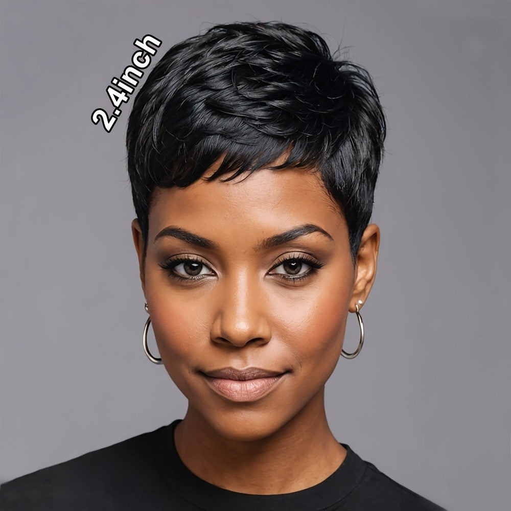 Pixie Cut Wig with Bangs Short Synthetic Body Wave 4 Inch Multi-Color Women Wig for Daily Wear Halloween Christmas Party Music Festival Modern Style