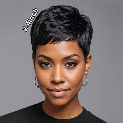 Pixie Cut Wig with Bangs Short Synthetic Body Wave 4 Inch Multi-Color Women Wig for Daily Wear Halloween Christmas Party Music Festival Modern Style