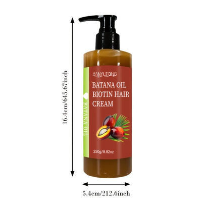 Unrefined Batana Oil Cream 250g with Squalane & Shea Butter — Honduras Deep Moisturizing Hair Treatment, Repairs Dry Damaged Hair, Boosts Shine, All Hair Types, Unisex