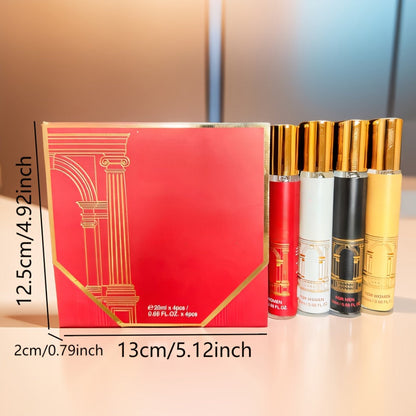 Perfume Gift Set Four Mini Spray Bottles in 20ml or 30ml Sizes with Mixed Bottle Shapes and Fitted Box