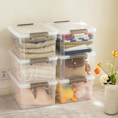 Clear Plastic Storage Bins with Lids 6 Pack Stackable Storage Containers with Snap-Tight Locks for Home, Office, Garage & Basement – 17QT or 21QT, BPA-Free