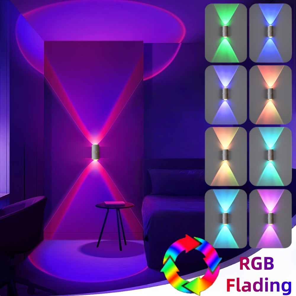 Rechargeable RGB Magnetic Wall Night Light Set with Motion Sensor in Black or White, Two- or Four-Pack