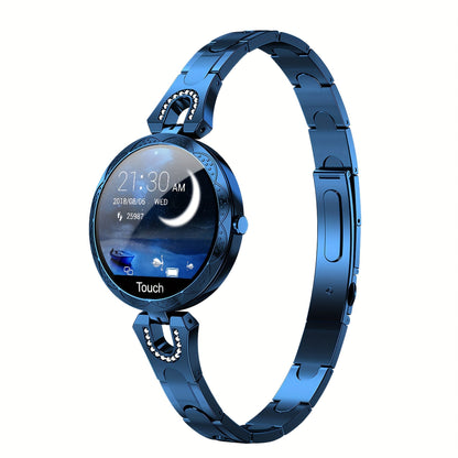 Smartwatch for Women with 1.09-Inch Round Touch Display, Rhinestone Bracelet and 100 Sport Modes