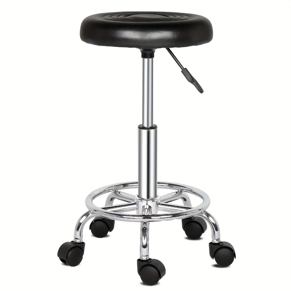 Round Padded Swivel Bar Stool 360° with Chrome Base - Adjustable Height Salon Kitchen Counter Stool for Nail