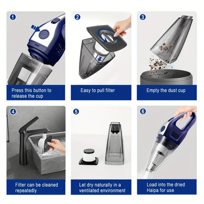 Wireless Car Vacuum Cleaner 5000PA - USB Charging, One-Click Dust Empty, 2000mAh Rechargeable, 40dB Low Noise, Portable Handheld Auto Vacuum for Cars, Home, Office & Pet Hair, 6 Colors