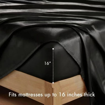 Satin Bed Sheets Set 2100TC Ultra Soft 3/4pcs – Silky Smooth Breathable Satin Bedding for Twin Full Queen King, 5-Star Luxury Hotel Experience, Solid Color, 7 Colors Available