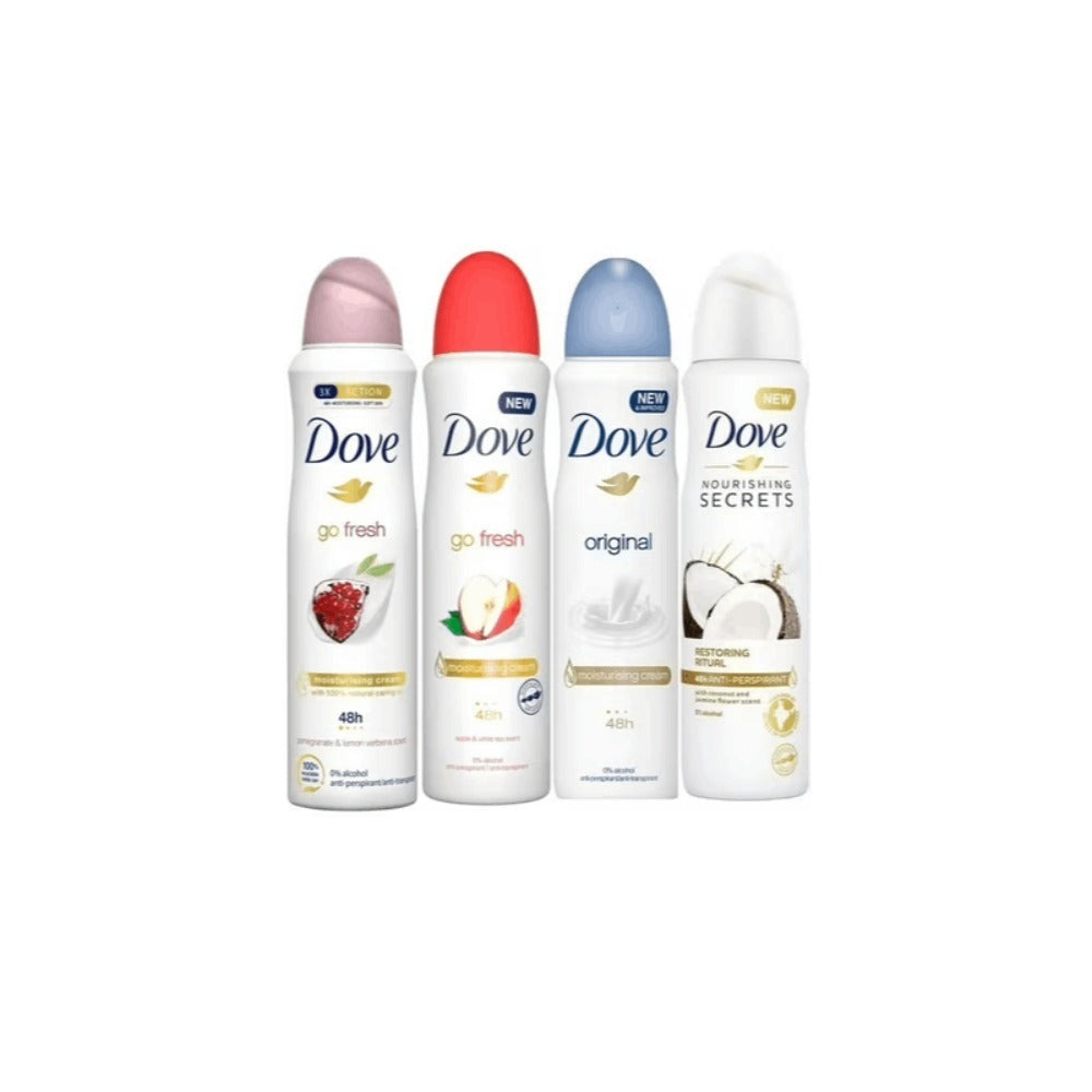 Dove Advanced Care Deodorant Spray Assortment, 150 ml Cans with Three-, Six- or Twelve-Count Options
