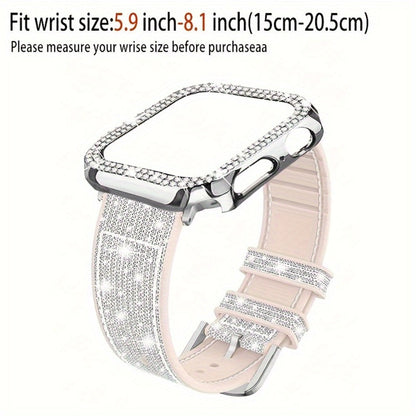 Rhinestone Mesh Watch Band and Matching Case Set for Apple Watch in 19 Color-and-Size Options