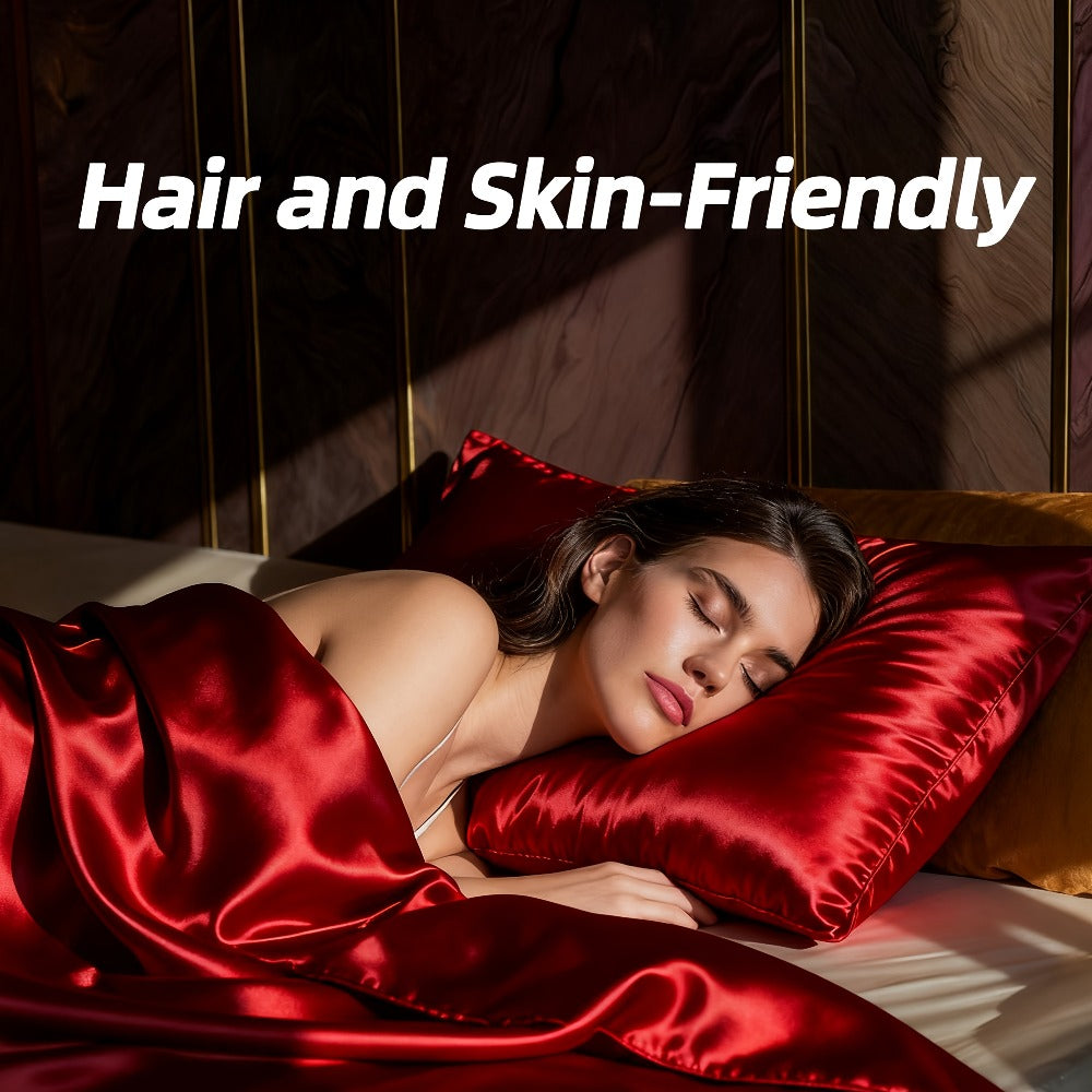 Satin-Style Fitted Sheet Set with Pillowcases in Eight Colors and Twin, Full, Queen or King Sizes