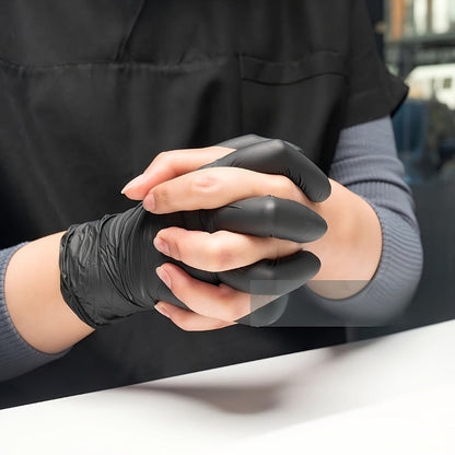 Black Nitrile Gloves 100 Count, 6 Mil Thick Latex-Free Disposable Gloves, Chemical Resistant Tear-Resistant Flexible Ambidextrous, for Automotive, Kitchen, Cleaning, Tattooing & Car Detailing – M, L, XL