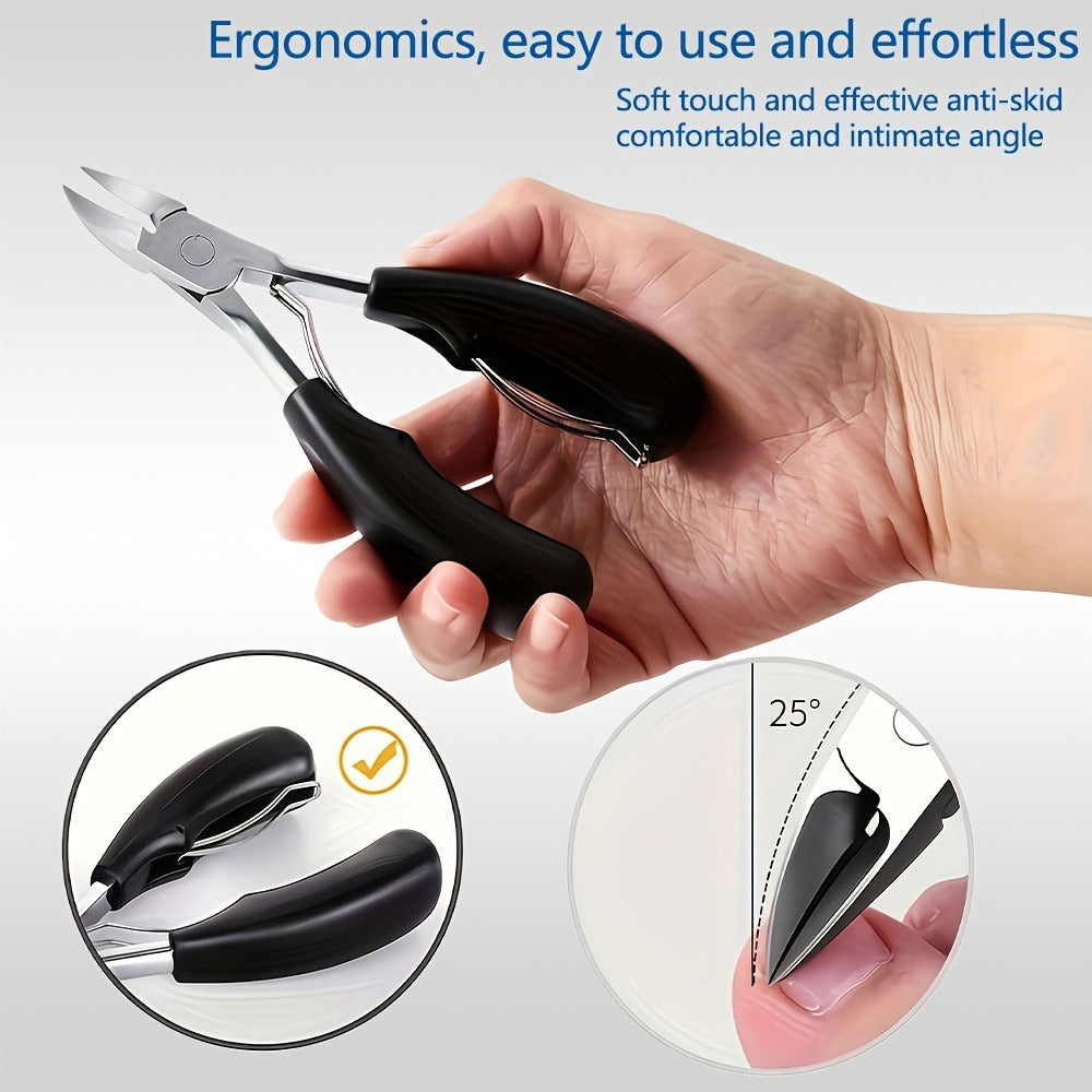 Seven-Piece Toenail Clipper Kit with Angled Nippers, Curved Blade Tool, Nail File and Lifter