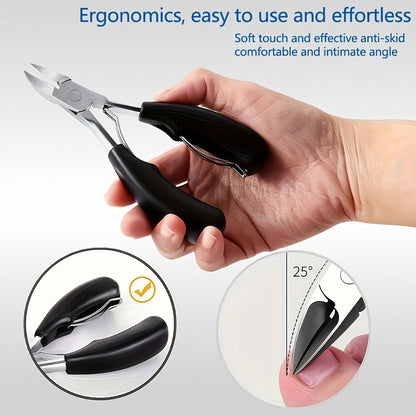 Seven-Piece Toenail Clipper Kit with Angled Nippers, Curved Blade Tool, Nail File and Lifter