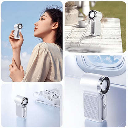 Mini Turbine Handheld Fan with Numeric Speed Control, USB Rechargeable Power and Two Color Choices
